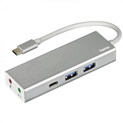 USB Hub Hama USB-C/2x USB, USB-C, Jack 3,5mm strieborný (135758...