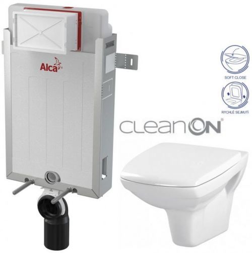 /SET/ALCAPLAST - SET Renovmodul - předstěnový instalační systém + WC CERSANIT CLEANON CARINA + SEDÁTKO (AM115/1000 X CA2)