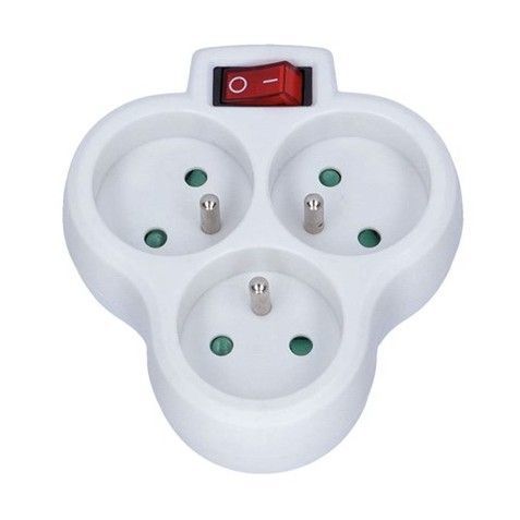 SOLIGHT P99 ROZBOCOVAC, 3X 10A, BIELY, VYPINAC