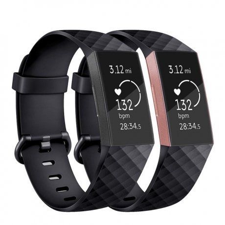 Fitbit Charge 3 Silicone Diamond (Large) remienok, Black