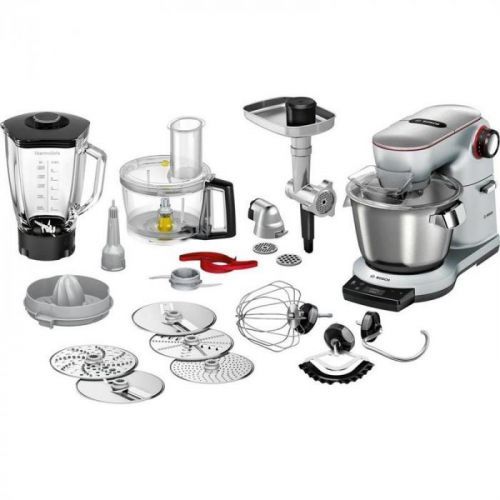 Kuchynský robot Bosch Optimum Mum9bx5s65 strieborn... Silný 1500 W motor, zabudovaná váha, 3D planetární míchání, inteligentní automatické programy Se