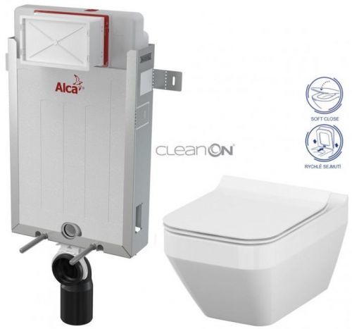 /SET/ALCAPLAST - SET Renovmodul - předstěnový instalační systém + WC CERSANIT CLEANON CREA ČTVEREC + SEDÁTKO (AM115/1000 X CR2)