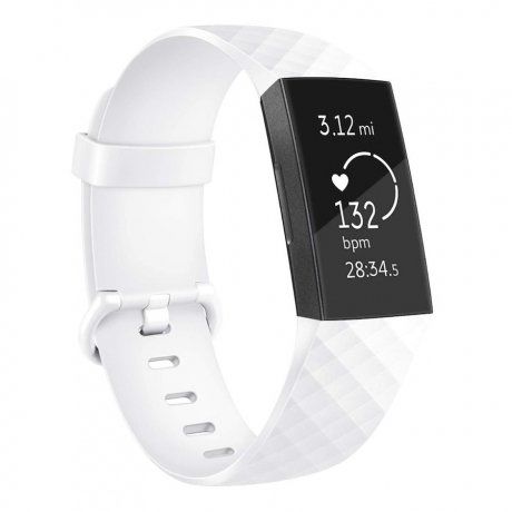 Fitbit Charge 3 Silicone Diamond (Small) remienok, White