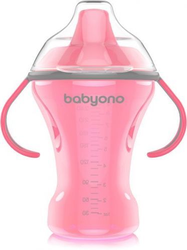 BABYONO Hrnček netečúci s tvrdým náustkom Natural Nursing 260 ml – ružová