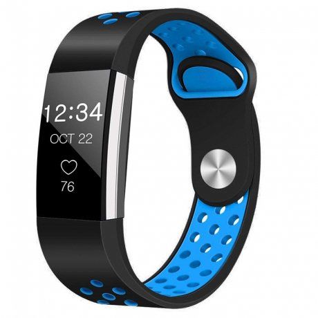 Fitbit Charge 2 Silicone Sport (Small) remienok, Black/Blue