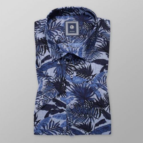Pánska košeľa Slim Fit s tmavo modrou rastlinnou potlačou 11884