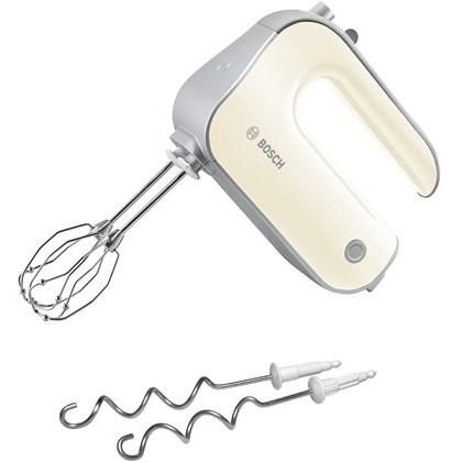 Ručný šľahač Bosch MFQ40301 strieborný/krémov... 500 W, 5 rychlostí + turbo, momentový stupeň, tichý provoz, 2 metly FineCreamer, 2 háky.