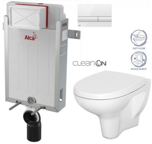 /SET/ALCAPLAST - SET Renovmodul - předstěnový instalační systém + tlačítko M1710 + WC CERSANIT ARTECO CLEANON + SEDÁTKO (AM115/1000 M1710 AT1)