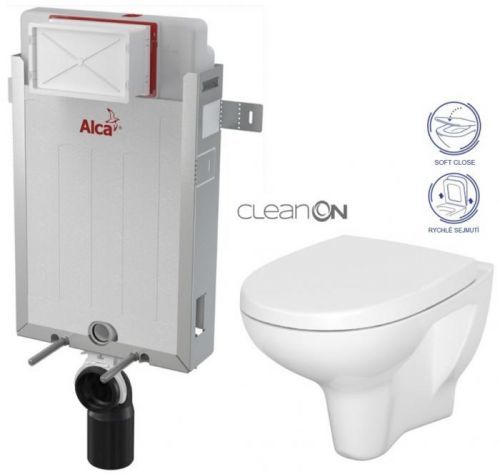 /SET/ALCAPLAST - SET Renovmodul - předstěnový instalační systém + WC CERSANIT ARTECO CLEANON + SEDÁTKO (AM115/1000 X AT1)
