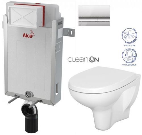 /SET/ALCAPLAST - SET Renovmodul - předstěnový instalační systém + tlačítko M1721 + WC CERSANIT ARTECO CLEANON + SEDÁTKO (AM115/1000 M1721 AT1)
