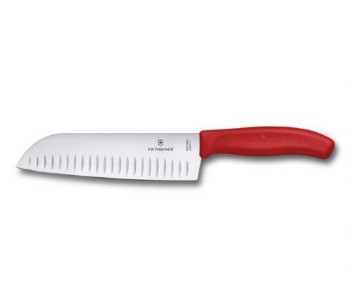 Nôž Santoku s výbrusom Victorinox 17 cm červený