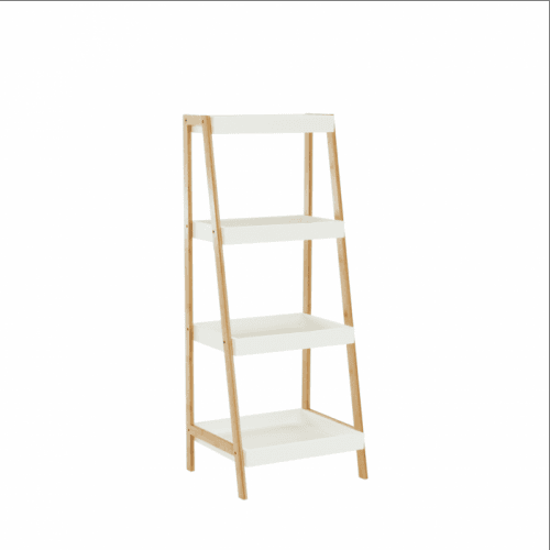 Regál, bambus lakovaný / bílá, REGO 2