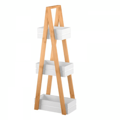 Regál, bambus / bílá, VEGO