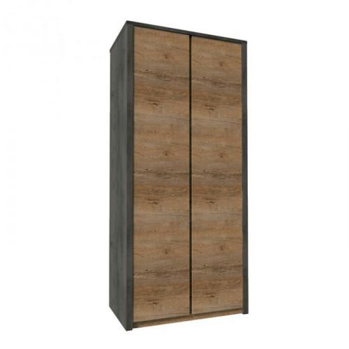 Skříň dvoudveřová, dub lefkas tmavý/smooth šedý, MONTANA S2D