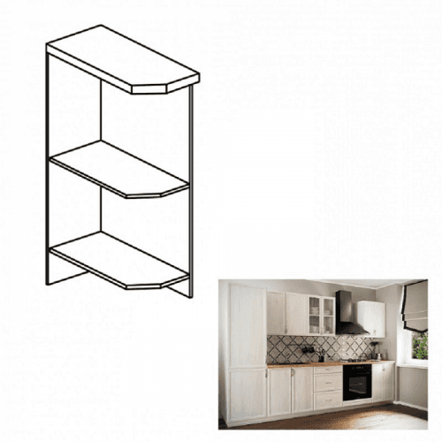 Spodní otevřená skříňka D25PZ, levá, bíla, SICILIA