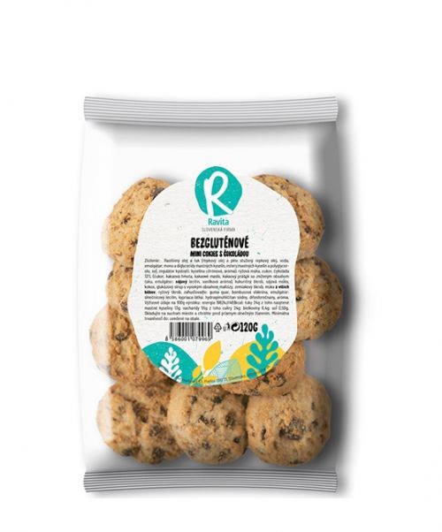 Bezgluténové mini cookies s čokoládou RAVITA 120 g