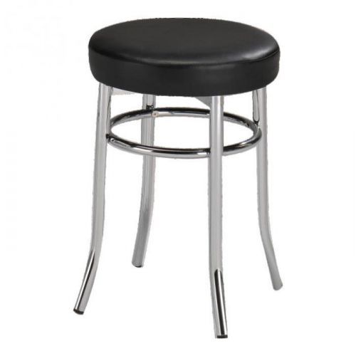 Taburet, ekokůže černá/kov chrom, IRENA