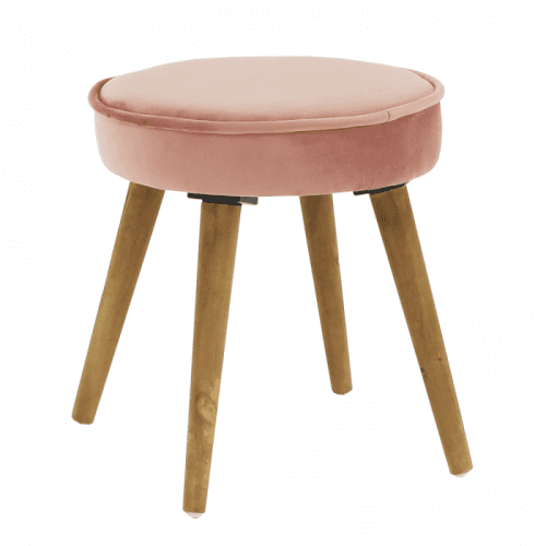Taburet, růžová Velvet látka / hnědá, SAIDA