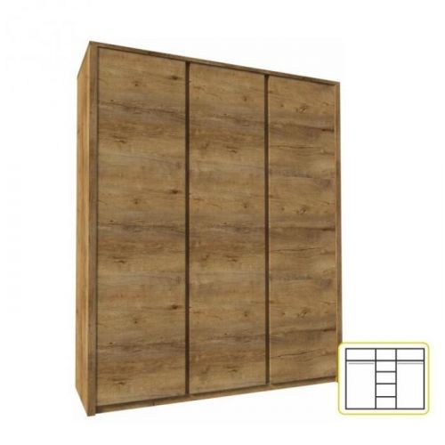 Skříň třídveřová, dub lefkas tmavý, MONTANA S3D