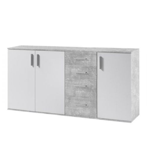 Komoda, bílá / beton, POPPY 3
