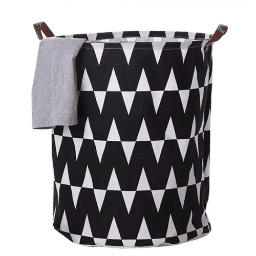 Koš na prádlo, černý / vzor bílá, PLEJO TYP 1