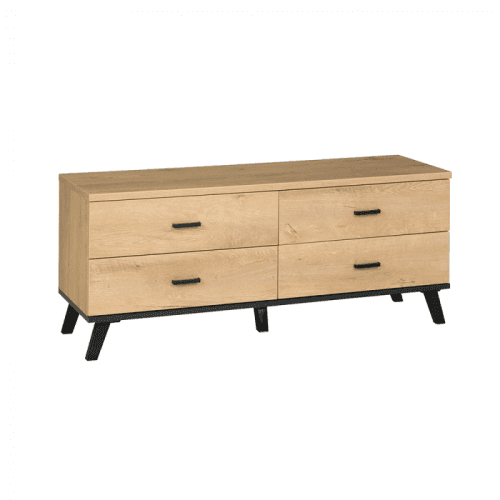 RTV stolek, dub lefkas/černá, SIRAN TYP 7