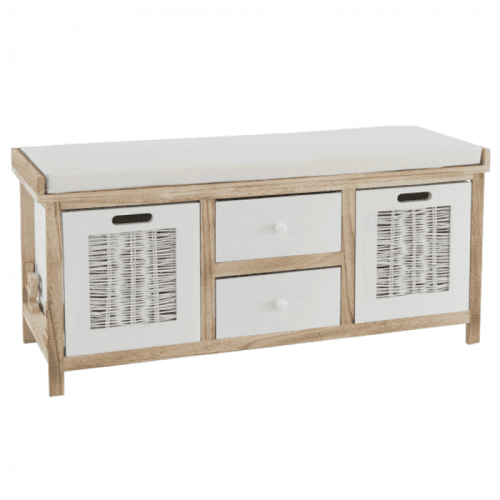 Lavice se čtyřmi šuplíky, bílá / medová, LINORA