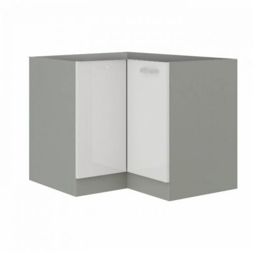 Skříňka dolní, bílá extra vysoký lesk/šedá, PRADO 90/90 DN BB