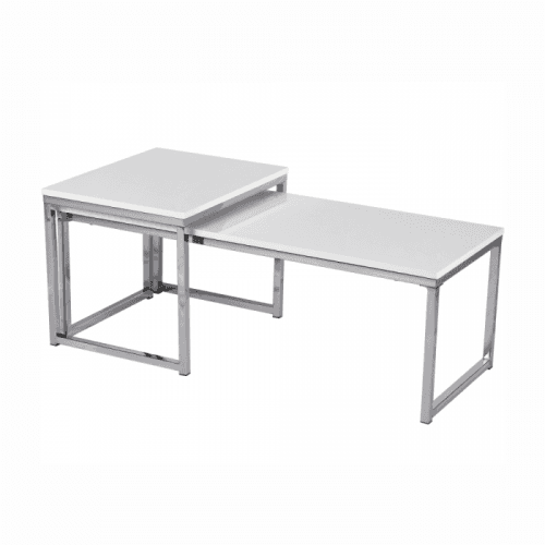 Set 2 konferenčních stolků, bílá extra vysoký lesk, ENISA TYP 2