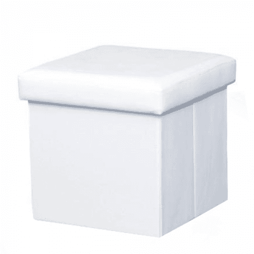 Skládací taburet, ekokůže bílá, TELA NEW