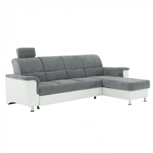 Roh malý, ekokůže bílá / látka šedá, pravá, SANTIAGO