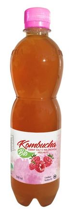 STEVIKOM s.r.o. KOMBUCHA ČIERNY ČAJ S MALINOVOU PRÍCHUŤOU 500 ML BIO STEVIKOM