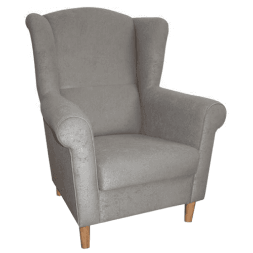 Křeslo ušák, látka šedá, Charlot