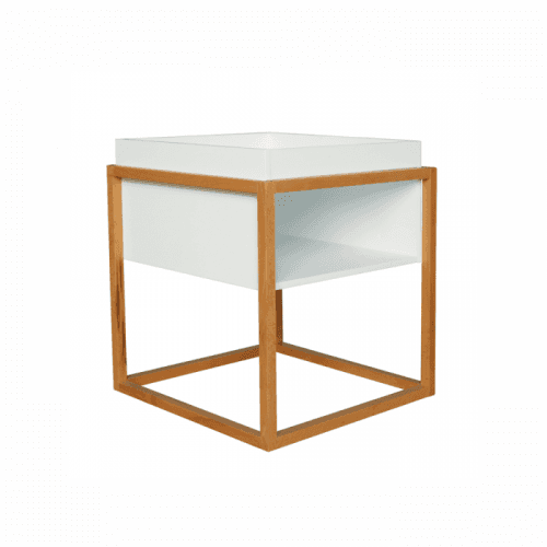 Příruční stolek, bílá/přírodní, HAGAN