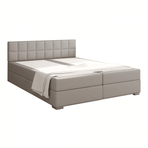 Boxpringová postel 160x200, světle šedá, FERATA KOMFORT