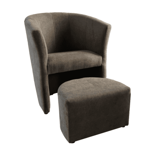 Křeslo s taburetem, hnědá, ROSE