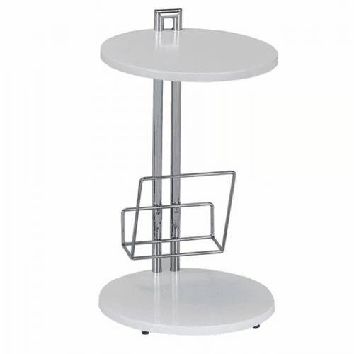Příruční stolek s držiadkom na časopisy, bílá / chromovaná, ANABEL