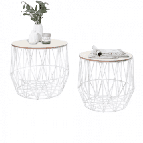 Set příručních stolků, přírodní/bílá, DALUX