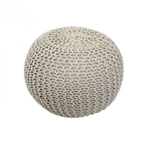 Pletený taburet, krémová bavlna, GOBI TYP 1