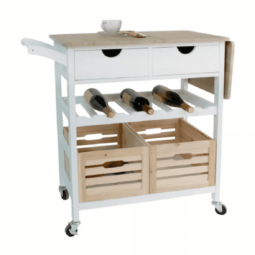 Servírovací vozík, bílá/přírodní, PASSAT