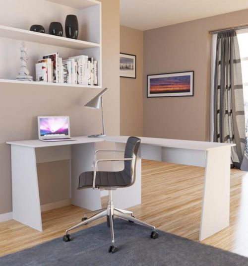 Pracovných stoloch Masol rohový, biely