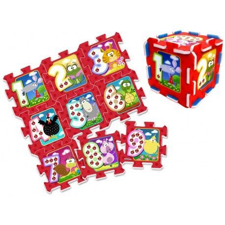 ZA3147 DR Penové puzzle na zem - Zvieratka a čísla 9ks