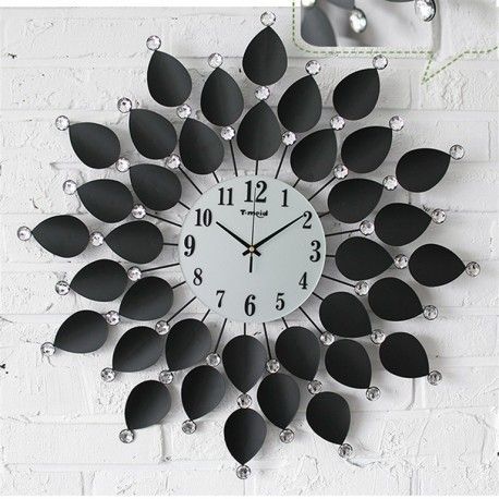 DR 1204 Nástenné hodiny Black Flower Crystal