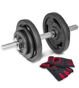Liatinová činka Hop-Sport 1x20kg s rukavicami