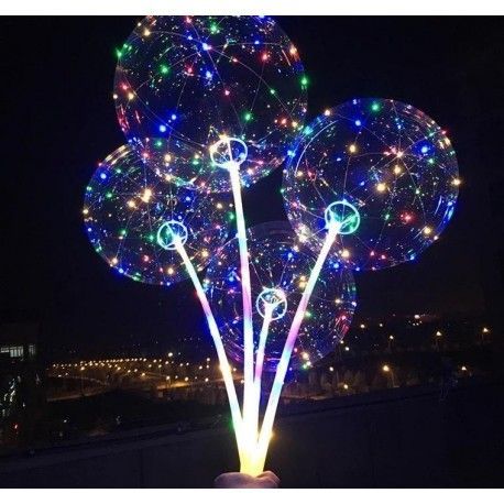 LED svietiaci balón s rúčkou - 1ks