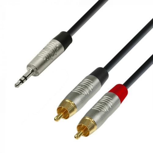 Adam Hall Cables K4 YWCC 0300 - Audiokabel REAN 3,5 mm Klinke stereo auf 2 x Cin