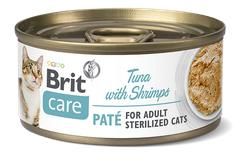 BRIT CARE cat konz. STERILISED TUNA paté/shrimps - 70g