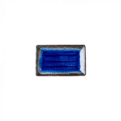 Modrý keramický servírovací tanier Mij Cobalt, 21 x 13 cm