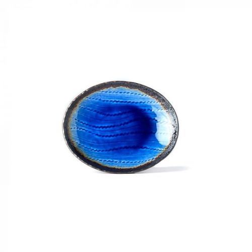 Modrý keramický oválny tanier MIJ Cobalt, 24 x 20 cm