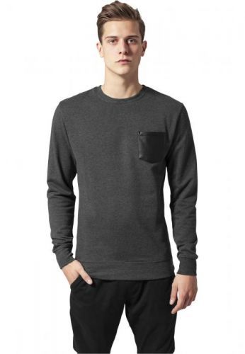 Contrast Pocket Crewneck charcoal/leather - S